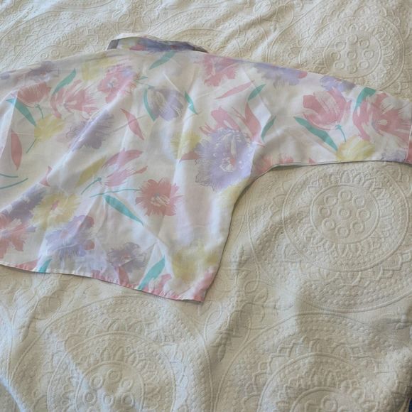 Vintage Ardmore size Medium Made in USA Pastel Garden Button Down Shirt - Picture 4 of 9